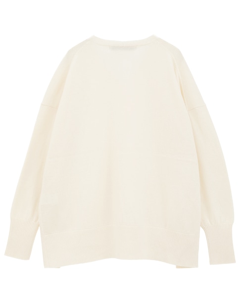 Vネックデザインスリットニット 詳細画像 アイボリー 2