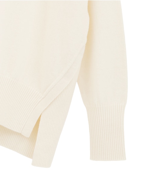 Vネックデザインスリットニット 詳細画像 アイボリー 4
