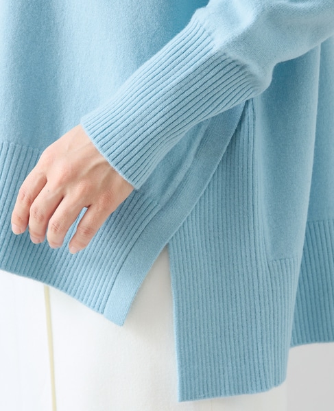 Vネックデザインスリットニット 詳細画像 アクアブルー 10