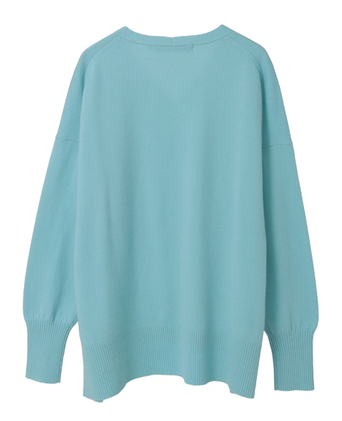 Vネックデザインスリットニット 詳細画像 アクアブルー 12