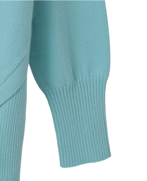 Vネックデザインスリットニット 詳細画像 アクアブルー 14