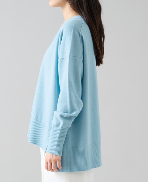 Vネックデザインスリットニット 詳細画像 アクアブルー 8