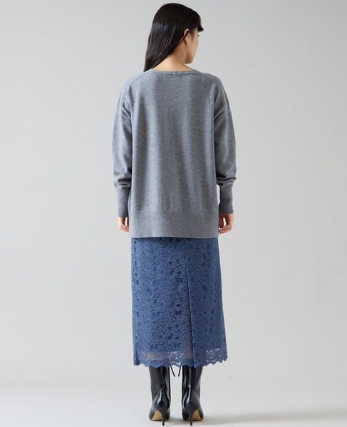 Vネックデザインスリットニット 詳細画像 杢グレー 5