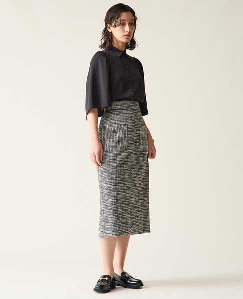 ボタン付ツイーディスカート 詳細画像 ホワイト×ブラック 3