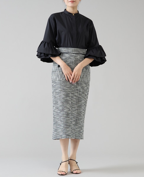 ボタン付ツイーディスカート 詳細画像 ホワイト×ブラック 7