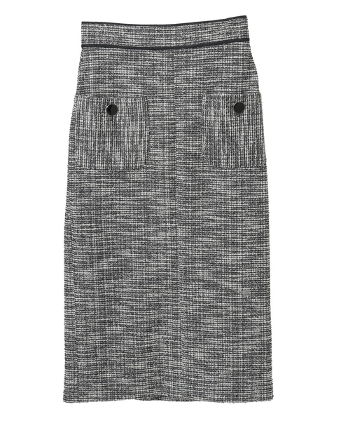 ボタン付ツイーディスカート 詳細画像 ホワイト×ブラック 9