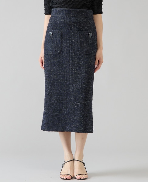 ボタン付ツイーディスカート 詳細画像 ネイビー 1