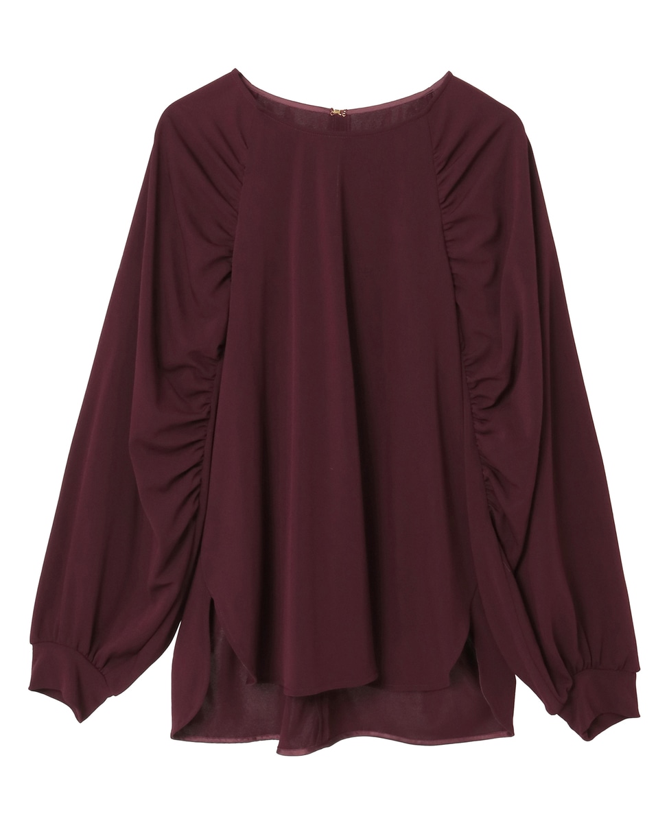 【未使用級】ADORE ギャザードルマンスリーブブラウス全開ファスナー紺 M 楽天市場】ギャザー切り替えフレアプルオーバー レディース