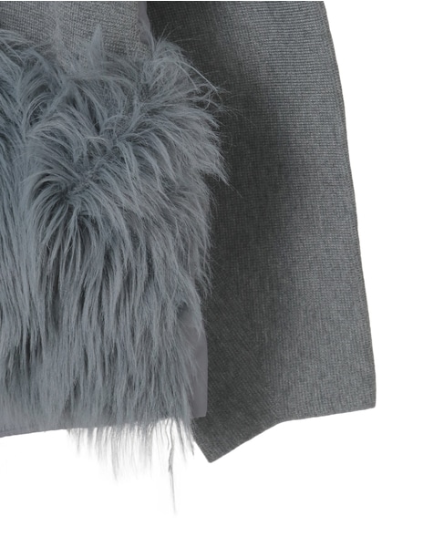 【MARILYN MOON/マリリンムーン】ファーポケットカーディガン 詳細画像 グレー 4