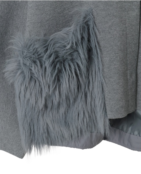 【MARILYN MOON/マリリンムーン】ファーポケットカーディガン 詳細画像 グレー 5