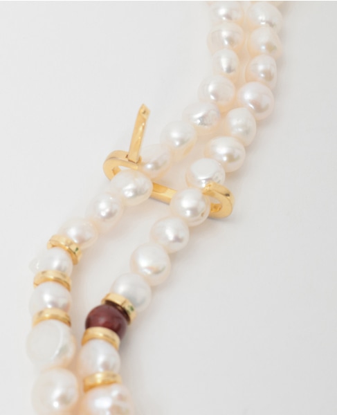 《別注》【EO/イオ】PEARL/RED TIGER EYE NECKLACE（ロング） 詳細画像 アイボリー 5