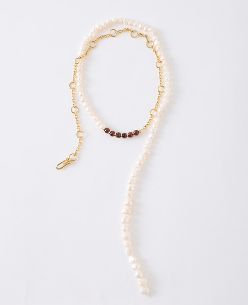 《別注》【EO/イオ】PEARL/RED TIGER EYE CHAIN NECKLACE 詳細画像 アイボリー 1