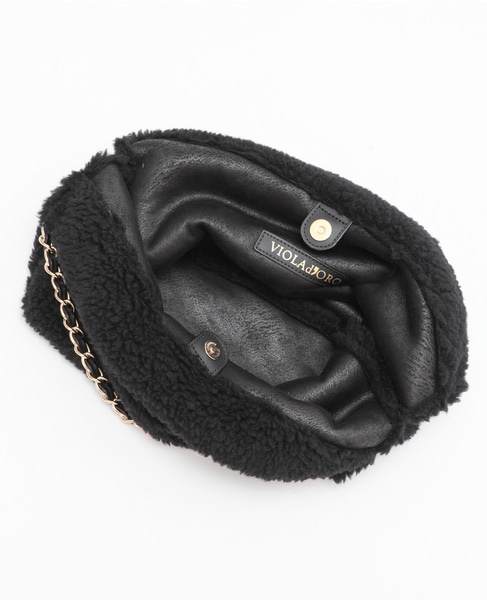 【VIOLAd'ORO/ヴィオラドーロ】ボアチェーンバッグ（V-8680） 詳細画像 ブラック 6