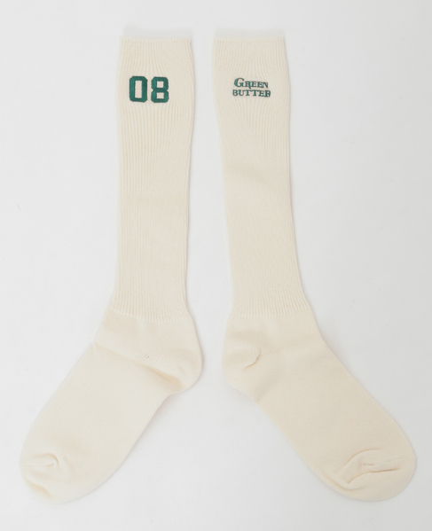 【GREEN BUTTER/グリーンバター】Needlework Mid-calf Socks 詳細画像 グリーン 1