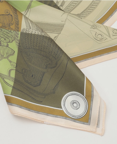 【AVALON/アバロン】カラーブロッキング馬具シルクスカーフ（28165） 詳細画像 ブラウン 2