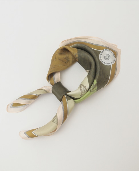 【AVALON/アバロン】カラーブロッキング馬具シルクスカーフ（28165） 詳細画像 ブラウン 3