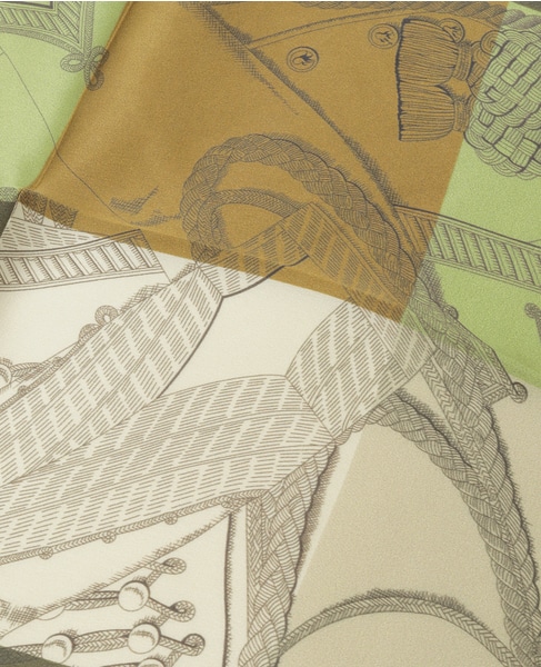 【AVALON/アバロン】カラーブロッキング馬具シルクスカーフ（28165） 詳細画像 ブラウン 4