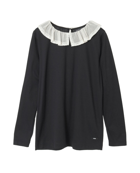 【Bilitis dix-sept ans/ビリティス・ディセッタン】Tulle Collar Long T 詳細画像 ブラック 1