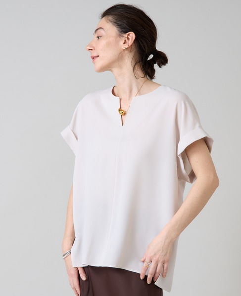 キーネックオーバーブラウス 詳細画像 アイボリー 1