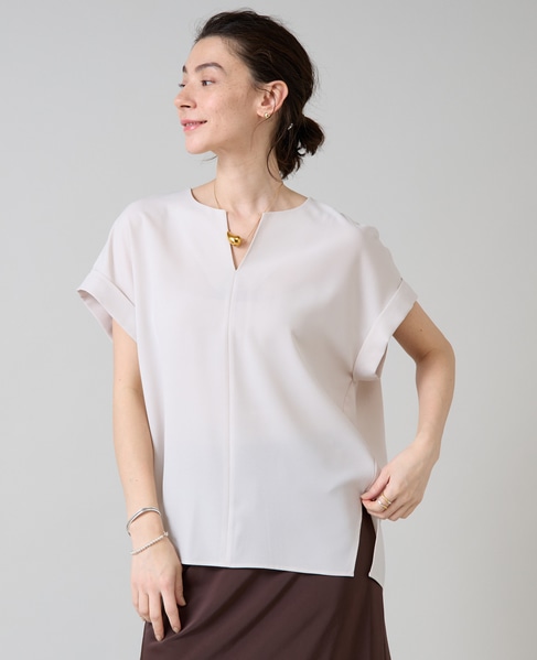 キーネックオーバーブラウス 詳細画像 アイボリー 2