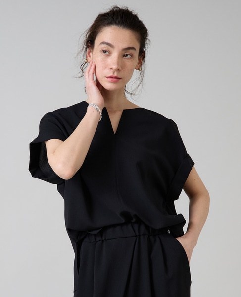 キーネックオーバーブラウス 詳細画像 ブラック 2