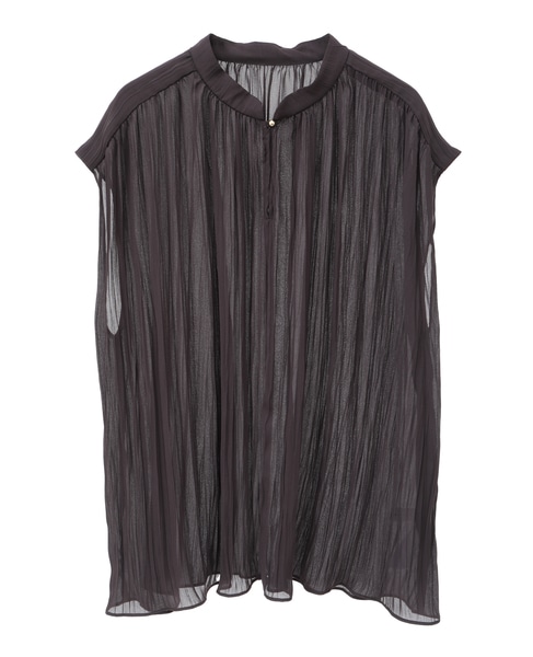 ランダムプリーツフレンチスリーブブラウス 詳細画像 チャコールグレー 10