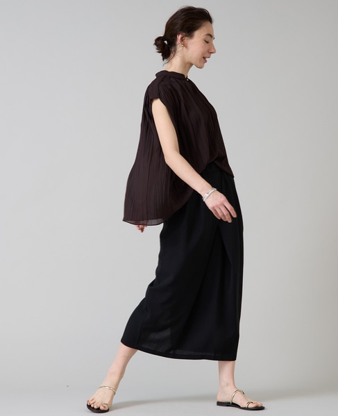 ランダムプリーツフレンチスリーブブラウス 詳細画像 チャコールグレー 6