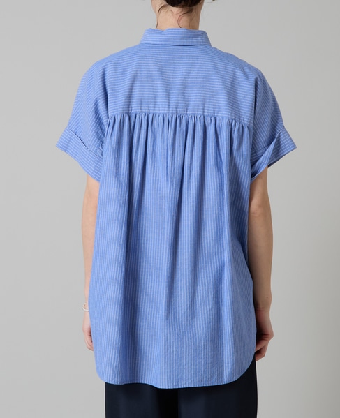 フレンチスリーブシャツ 詳細画像 ブルーストライプ（細ピッチ） 9