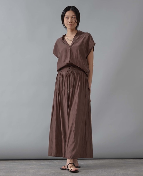 シャーリングナロースカート 詳細画像 ブラウン 3