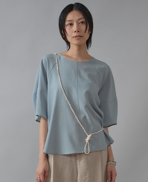 コクーンスリーブ切り替えブラウス 詳細画像 サックス 1