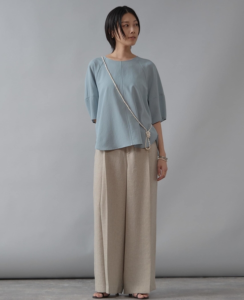 コクーンスリーブ切り替えブラウス 詳細画像 サックス 2