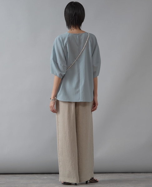 コクーンスリーブ切り替えブラウス 詳細画像 サックス 4