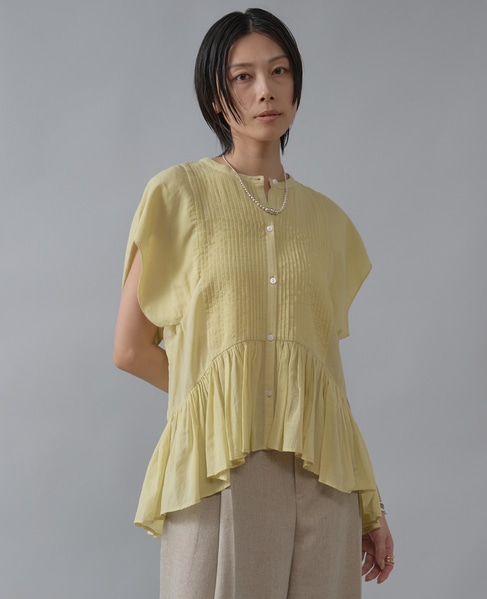 【インド生産】ピンタックブラウス 詳細画像 イエロー 1