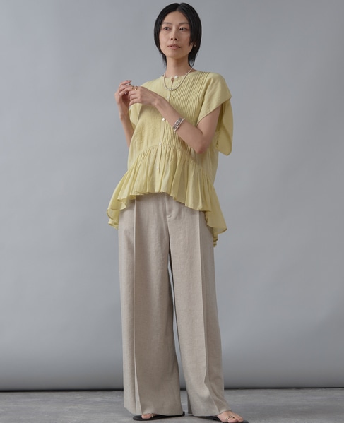 【インド生産】ピンタックブラウス 詳細画像 イエロー 10