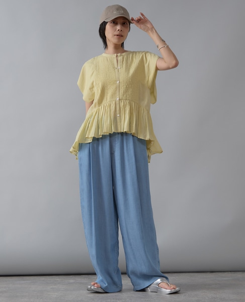 【インド生産】ピンタックブラウス 詳細画像 イエロー 15