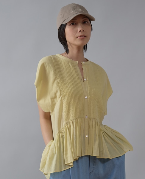 【インド生産】ピンタックブラウス 詳細画像 イエロー 5