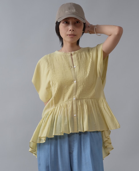 【インド生産】ピンタックブラウス 詳細画像 イエロー 6