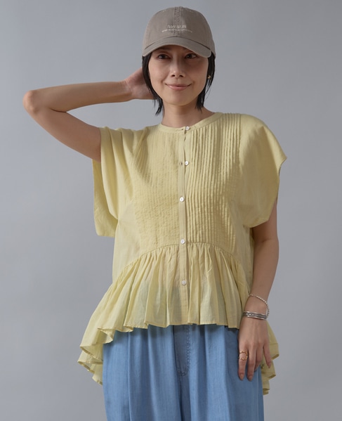 【インド生産】ピンタックブラウス 詳細画像 イエロー 7