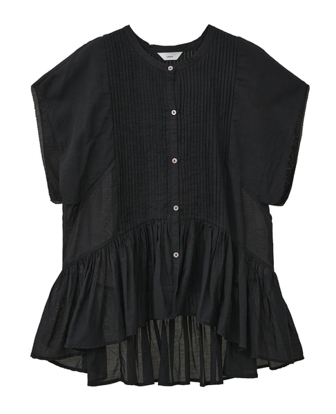 【インド生産】ピンタックブラウス 詳細画像 ブラック 1