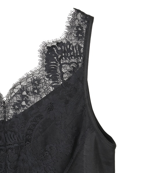 レース×サテンコンビキャミソール 詳細画像 ブラック 10