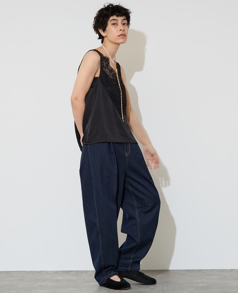 レース×サテンコンビキャミソール 詳細画像 ブラック 5