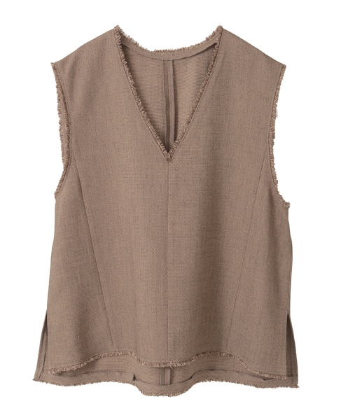 Vネックフリンジベスト 詳細画像 ブラウン 1
