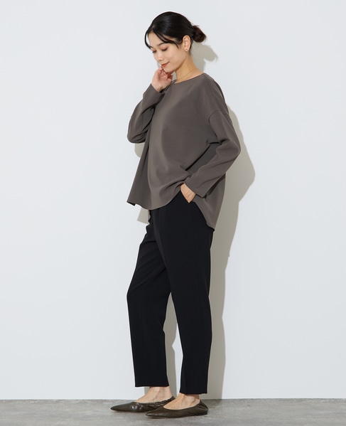 【定番】ダブルクロスワイドシルエットブラウス 詳細画像 チャコール 4