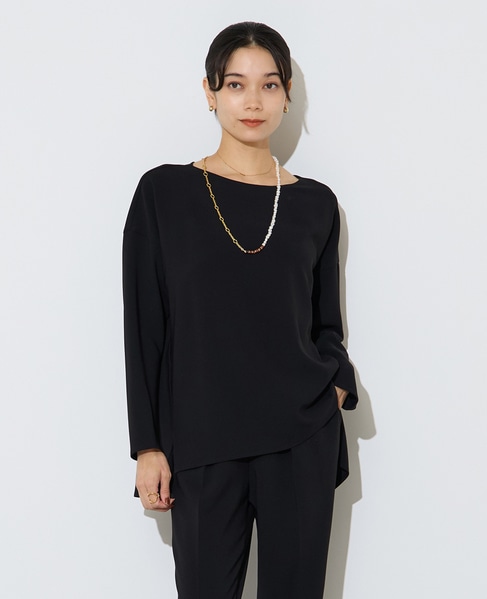 【定番】ダブルクロスワイドシルエットブラウス 詳細画像 ブラック 1