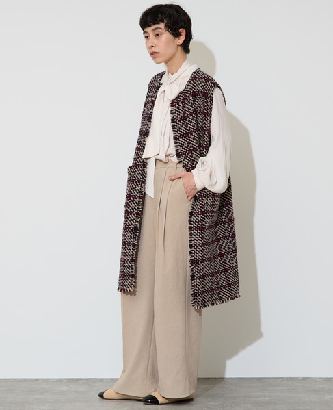 ボウタイ付きギャザーブラウス 詳細画像 アイボリー 2