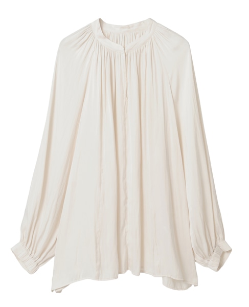 ボウタイ付きギャザーブラウス 詳細画像 アイボリー 9