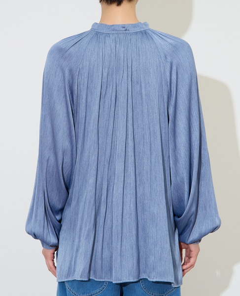 ボウタイ付きギャザーブラウス 詳細画像 サックス 12