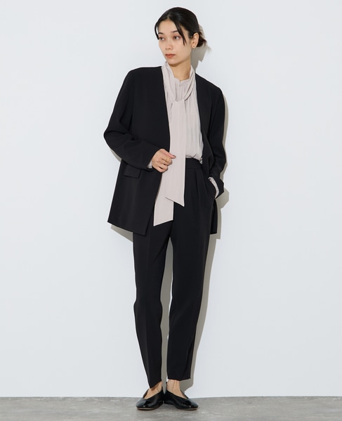 ボウタイ付きギャザーブラウス 詳細画像 ベージュ（ストライプ） 10