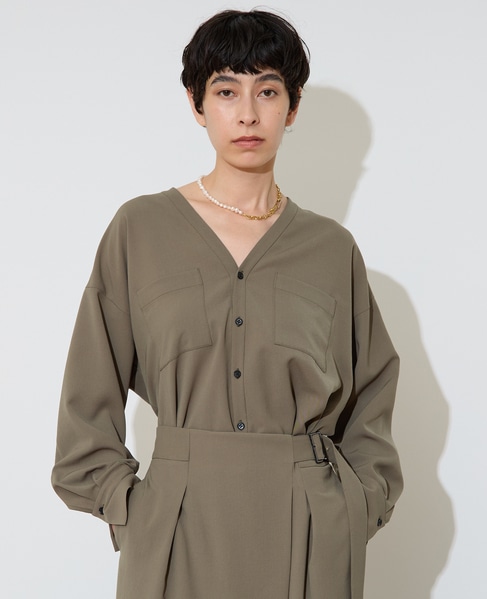 Vカラーシャツ 詳細画像 カーキ 1