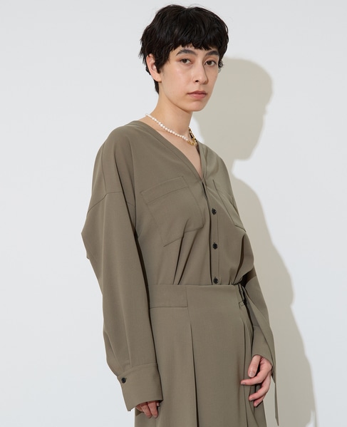 Vカラーシャツ 詳細画像 カーキ 2